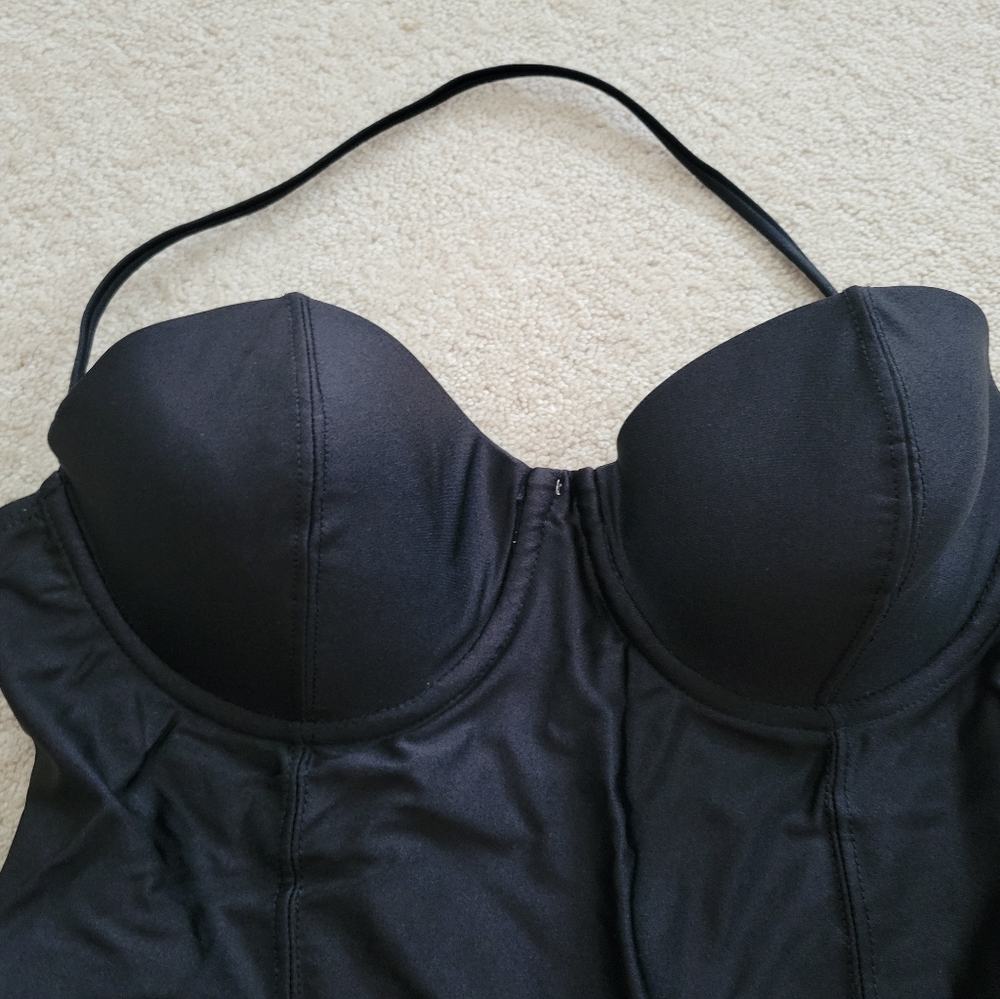 Bettie Page Swatch Bandeau Shaped Cup Swim Dress Size 10 Black Vintage Style - Picture 3 of 11